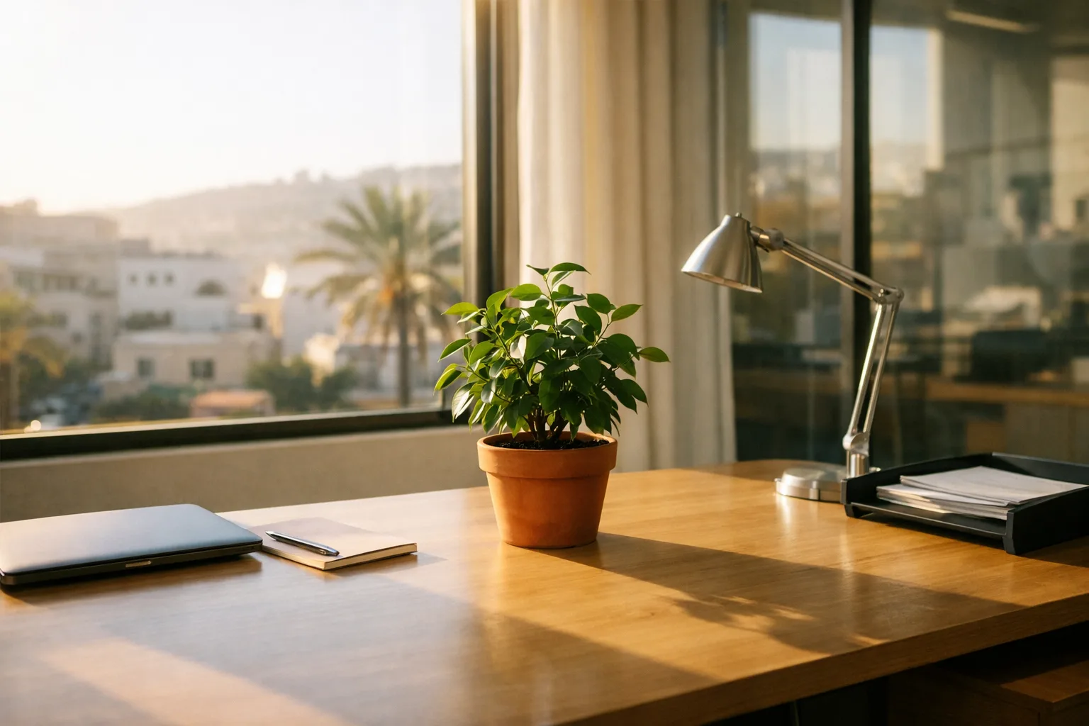 שולחן משרד ריק - סמל מעבר ותחילה חדשה